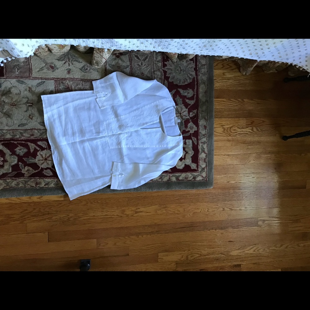 EUC J.Jill Love Linen white popover - Picture 3 of 4